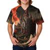 Мужской медицинский топ с принтом на Хэллоуин, короткий рукав, для рабочей униформы