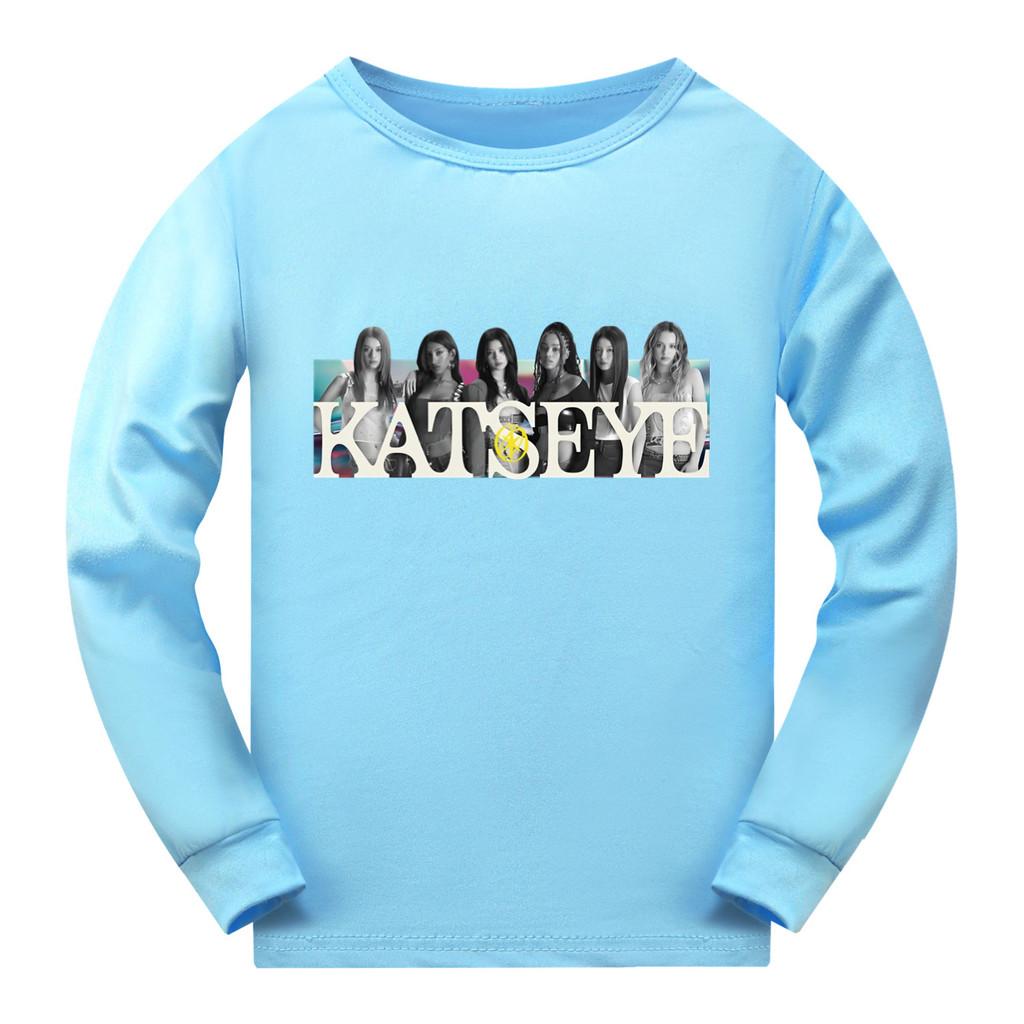 5350 Детская футболка с длинными рукавами для девочек с принтом KATSEYE