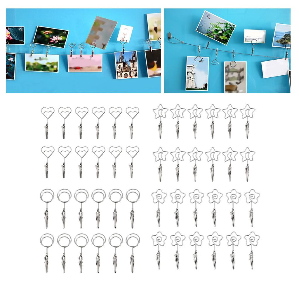 12pcs 2.8in Double Headed Memo Clip Metal Card Holder Wire Photo Clamp for Hanging Photo Display