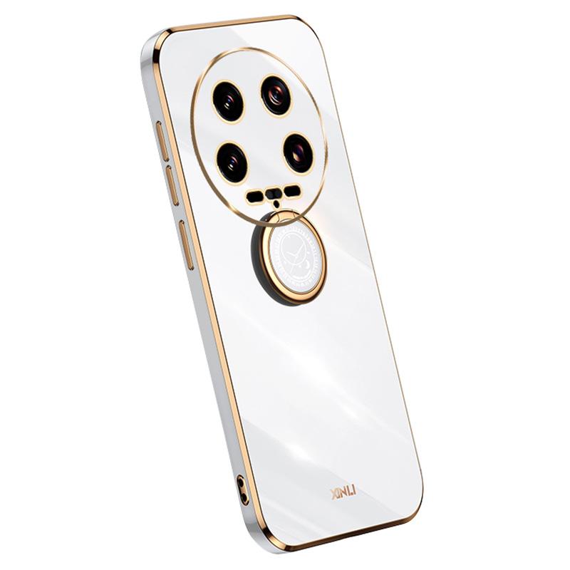 XINLI Чехол для Xiaomi 14 Ultra из ТПУ, гальванизированный чехол для телефона с кольцом-держателем, подставкой