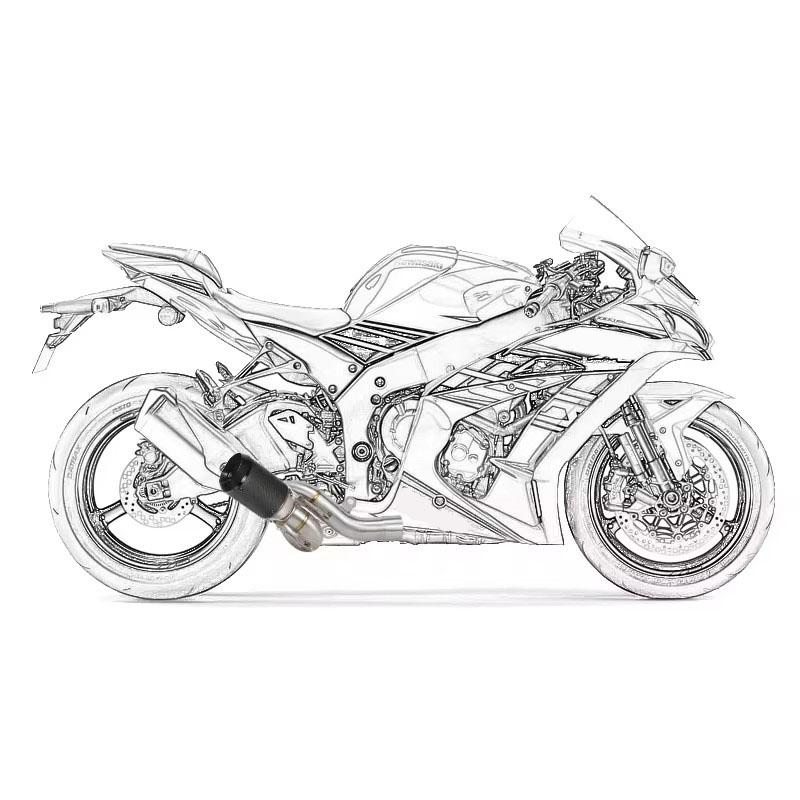 Для Kawasaki Ninja ZX6R ZX-6R 636 2009-2024 Выхлопная труба-соединитель для мотоцикла 51MM Slip-On С карбоновыми наконечниками глушителя