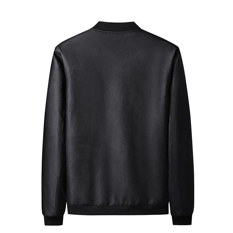 Youth Baseball Collar Short Jacket, Fashionable, Handsome and Casual, Thin Velvet Stand Collar Leather Jacket for Men