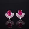 Ювелирные изделия Серьги в стиле ретро Серьги из циркония Серьги-гвоздики из серебра премиум-класса с имитацией красного корунда цвета голубиной крови, красного, желтого, розового циркония, женские
