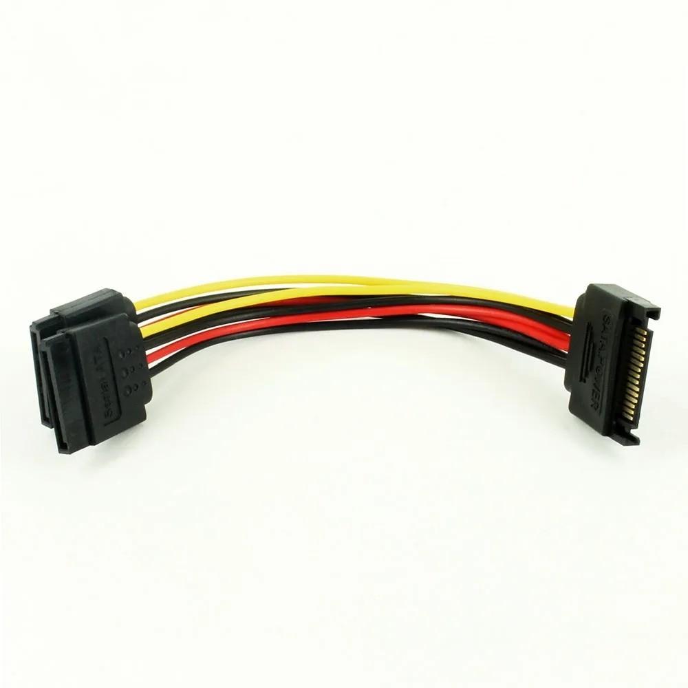Кабель питания жесткого диска SATA 15pin папа на 2 x SATA 15pin мама, Y-разветвитель Serial ATA, двойной удлинитель, адаптер, соединитель