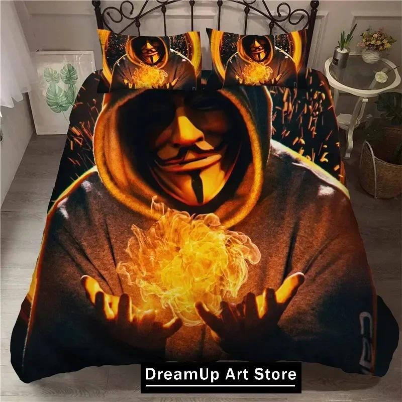 3D Печатный Анонимус с Маской Комплект Постельного Белья Милый Пододеяльник Покрывало на Кровать С Наволочкой Размер Twin Single Queen King Для Мальчиков Взрослых Дома