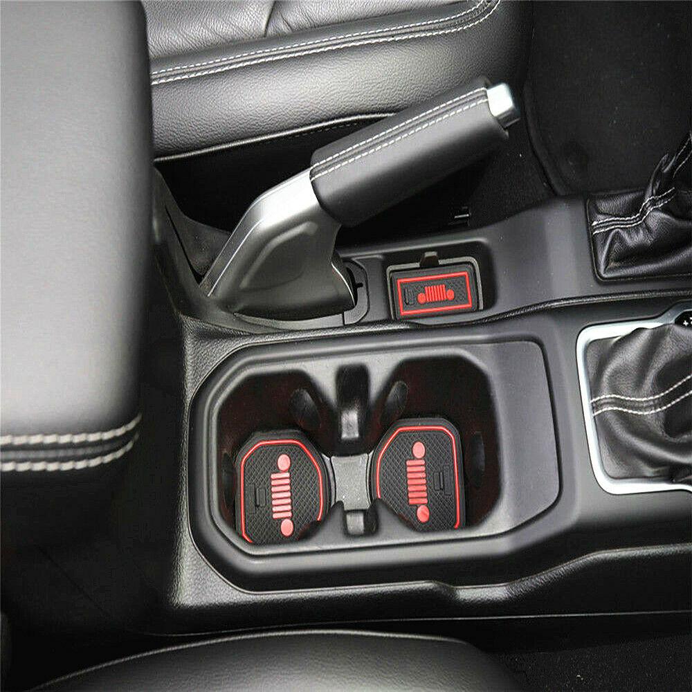 Аксессуары для Jeep Wrangler JL JLU 2018, дверные коврики, коврик для ворот, накладки на чашки, красные