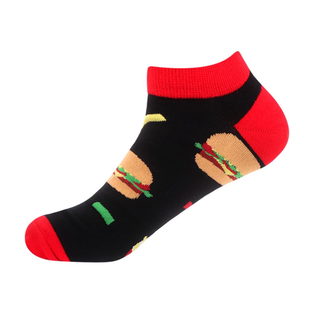 Men's Quality Business Ankle Socks Casual Novelty Graffiti Food Geometric Lattice Colorful Summer Happy Combed Cotton Short Sock