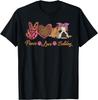 Peace Love English Bulldog Funny Puppy Dog Mom Mother's Day T-Shirt