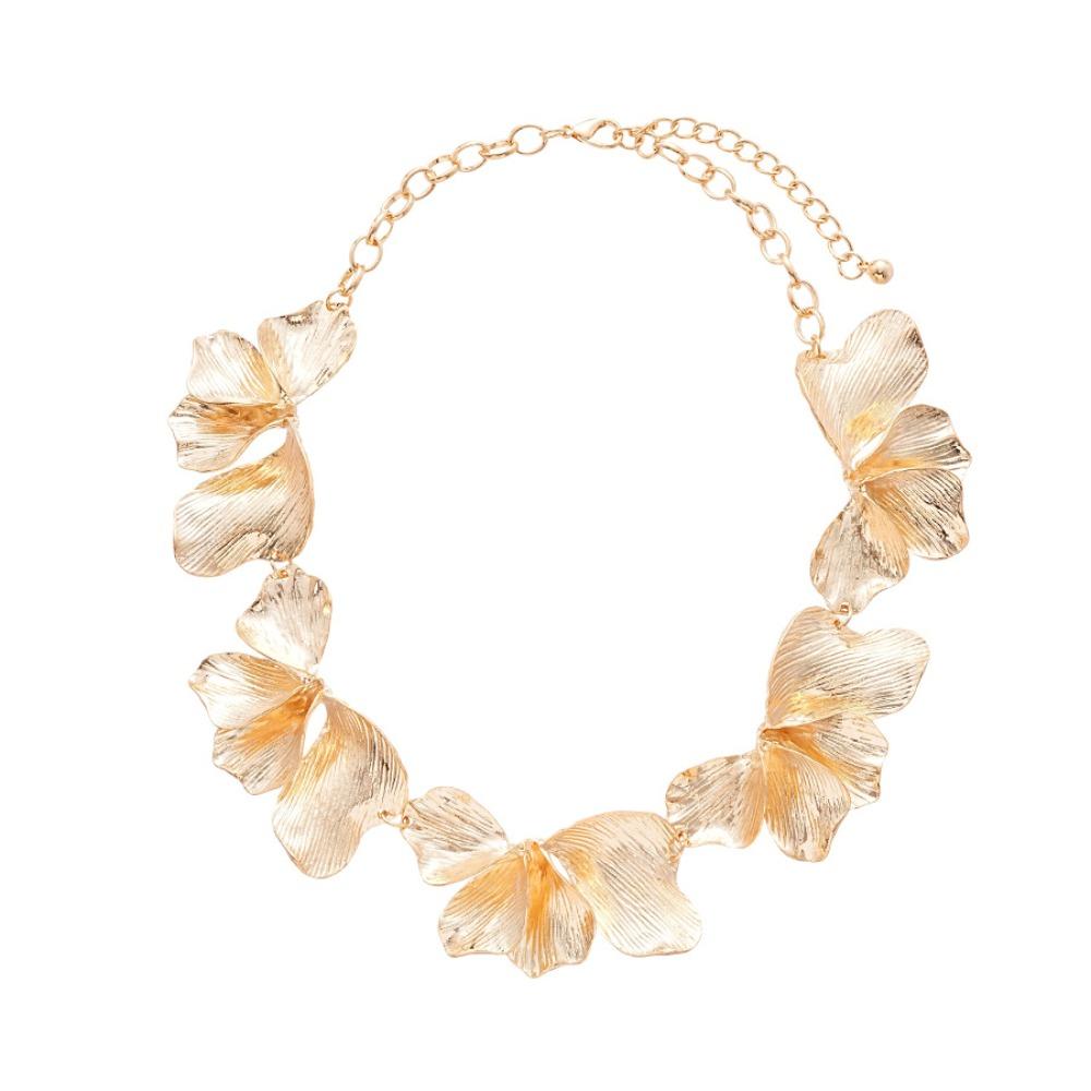 Золотистый цвет Цветок Чокер Ожерелье Панк Металлический Чокер Уникальное Неправильной Формы Лепестки Ожерелье для Женщин