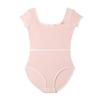 Детские гимнастические купальники для девочек с коротким рукавом, хлопковые с тюлем, детская одежда для балета, танцевальное платье, гимнастический боди
