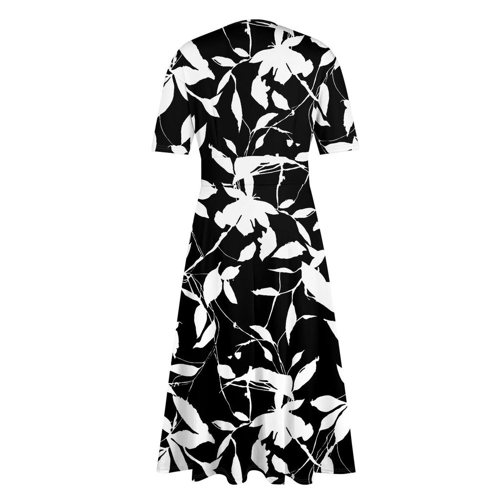 Женское повседневное модное платье-миди без рукавов с цветочным принтом и нерегулярным подолом с круглым вырезом