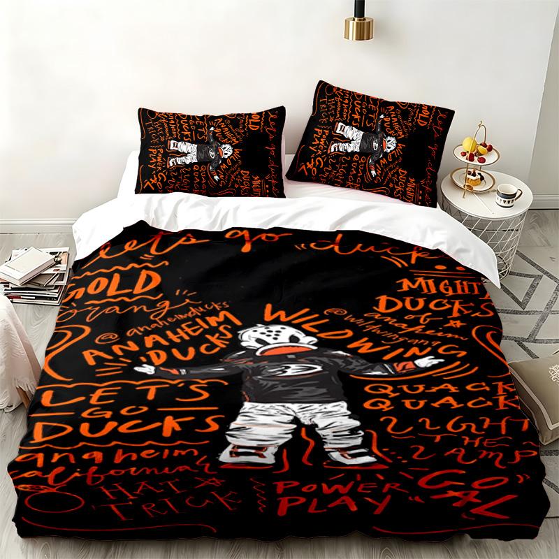 Anaheim Ducks 3pc set Perfect for bedroom use Comfortable bedding set includes a duvet cover and two pillowcases Ideal birthday or Christmas gift