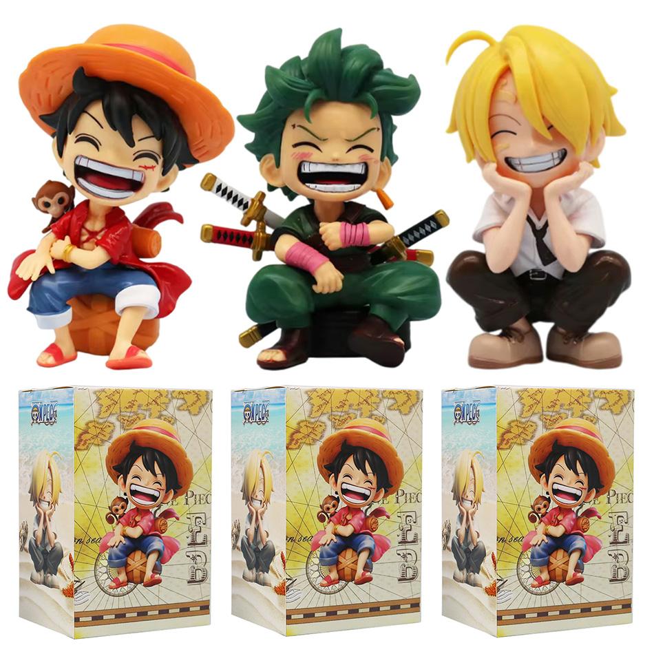 Новая серия аниме-аксессуаров ONE PIECE Луффи Зоро Санджи Q-версия сидящая модель фигурка игрушка для детей подарки на день рождения