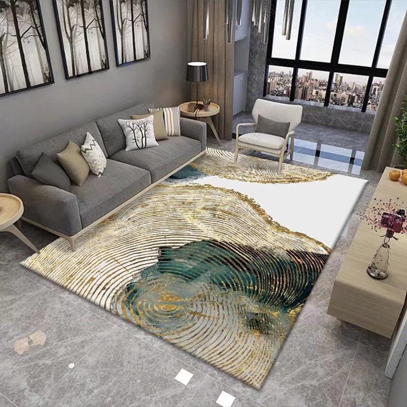 Современный абстрактный ковер текстура искусство противоскользящий ковер линия золотой фольги геометрическая волна живопись тушью ковер для украшения гостиной