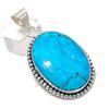 Tibetan Turquoise Gemstone 925 Sterling Silver Jewelry Pendant 2.13"