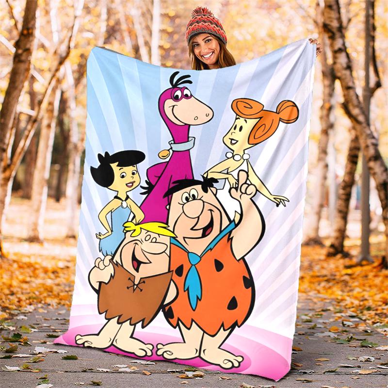Flintstones Flannel Blanket Soft Warm All-Season Throw, Design for Camping, Car Travel, Hiking Sofa, Bed, Office Perfect Gift for Parties