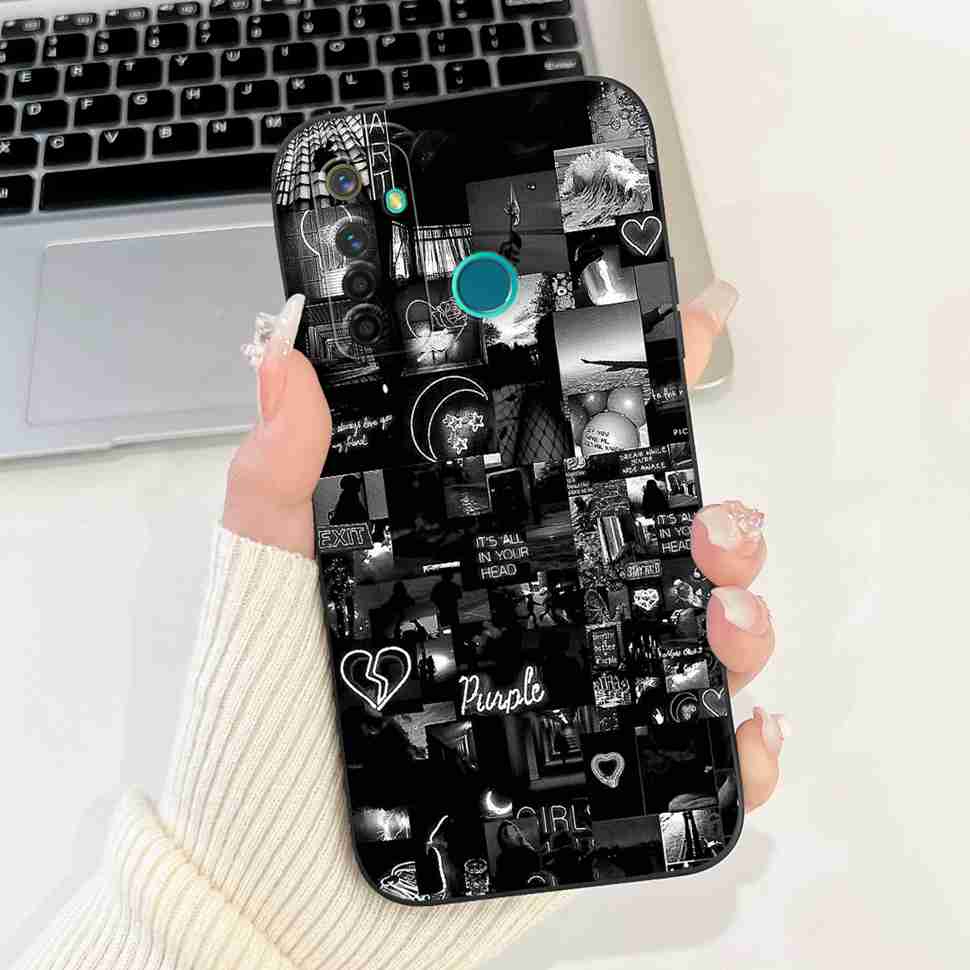 Чехол для Realme 5 Pro Милый Панда Цветок Чехлы Мягкие Силиконовые Чехлы Для Realme 5 Realme5 Pro Ударопрочный Задний Чехол Fundas