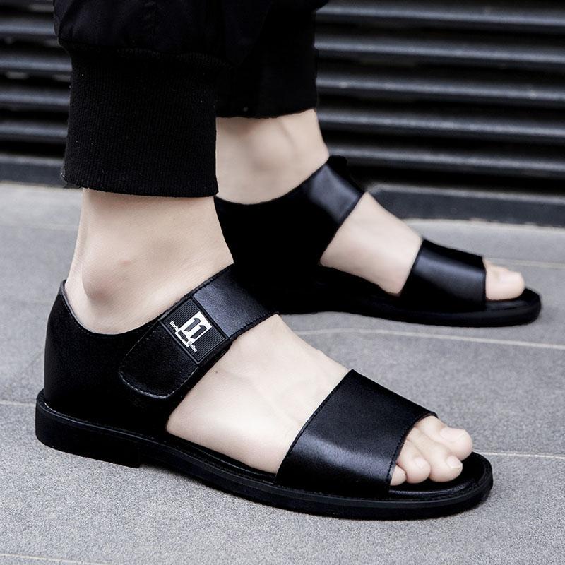 Fashion Summer Men's Sandals Non-Slip Man Casual Outdoor Sandals Genuine Leather Men Slip On Shoes Breathable Male Loafers Beach Flats