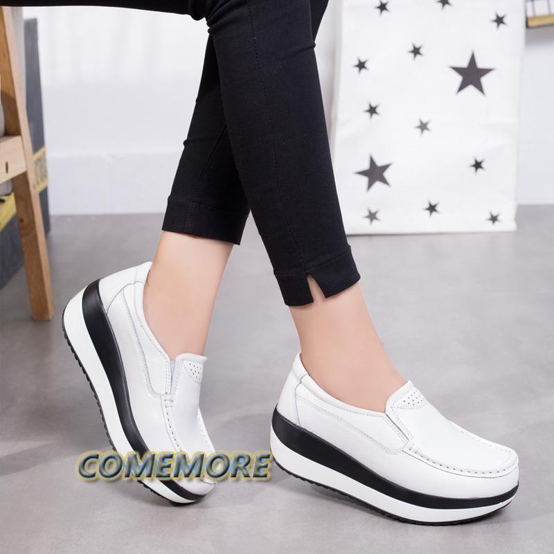 Woman Platform Loafers Summer Ladies Elegant PU Leather Moccasins Shoes Autumn Slip On Casual Fashion Women's Shoes Comfortable