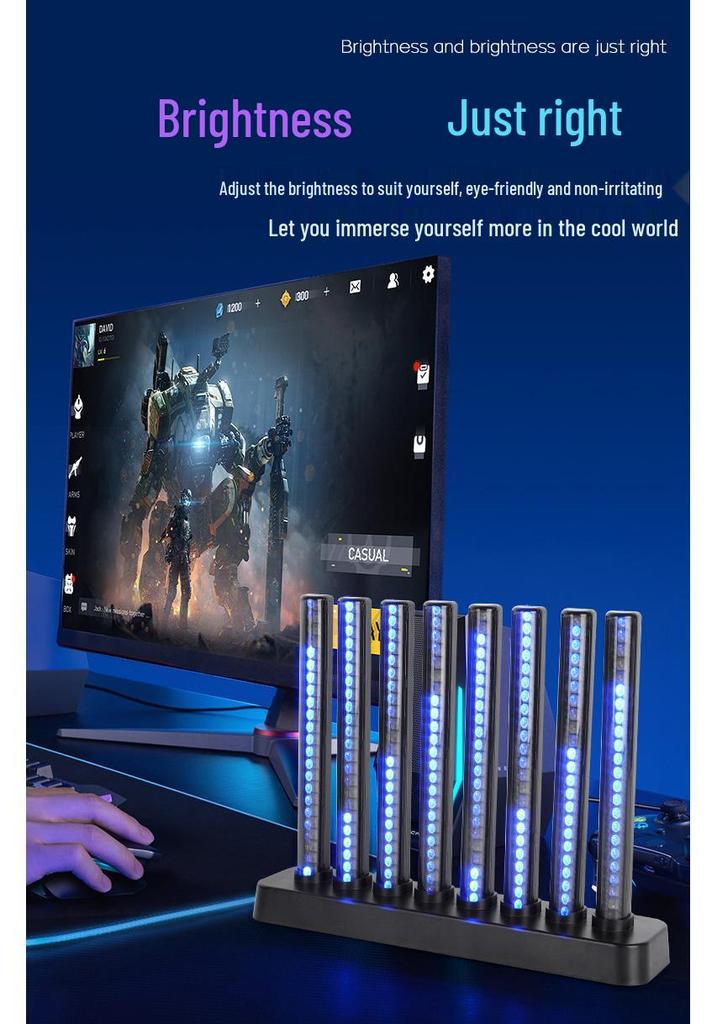 RGB Светодиодная лента с музыкальным ритмом: Настольный ПК с Bluetooth для киберспорта и спальни с атмосферой Авроры
