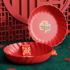 Festive Red Plastic Fruit Plate with Fu Character