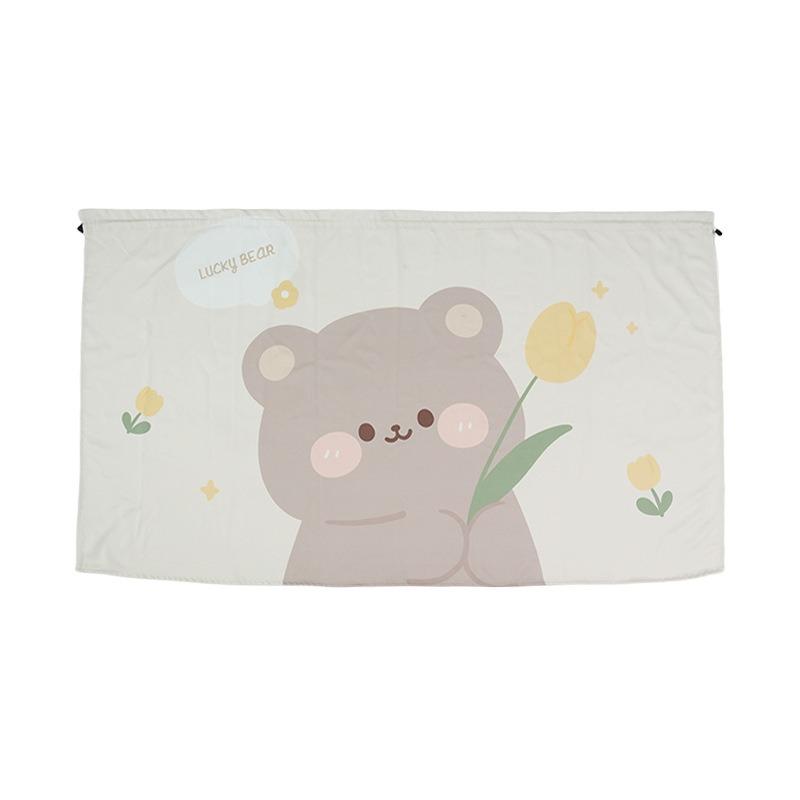 Universal Car Curtain Cartoon Tulip Bear Sun Shade Privacy Curtain