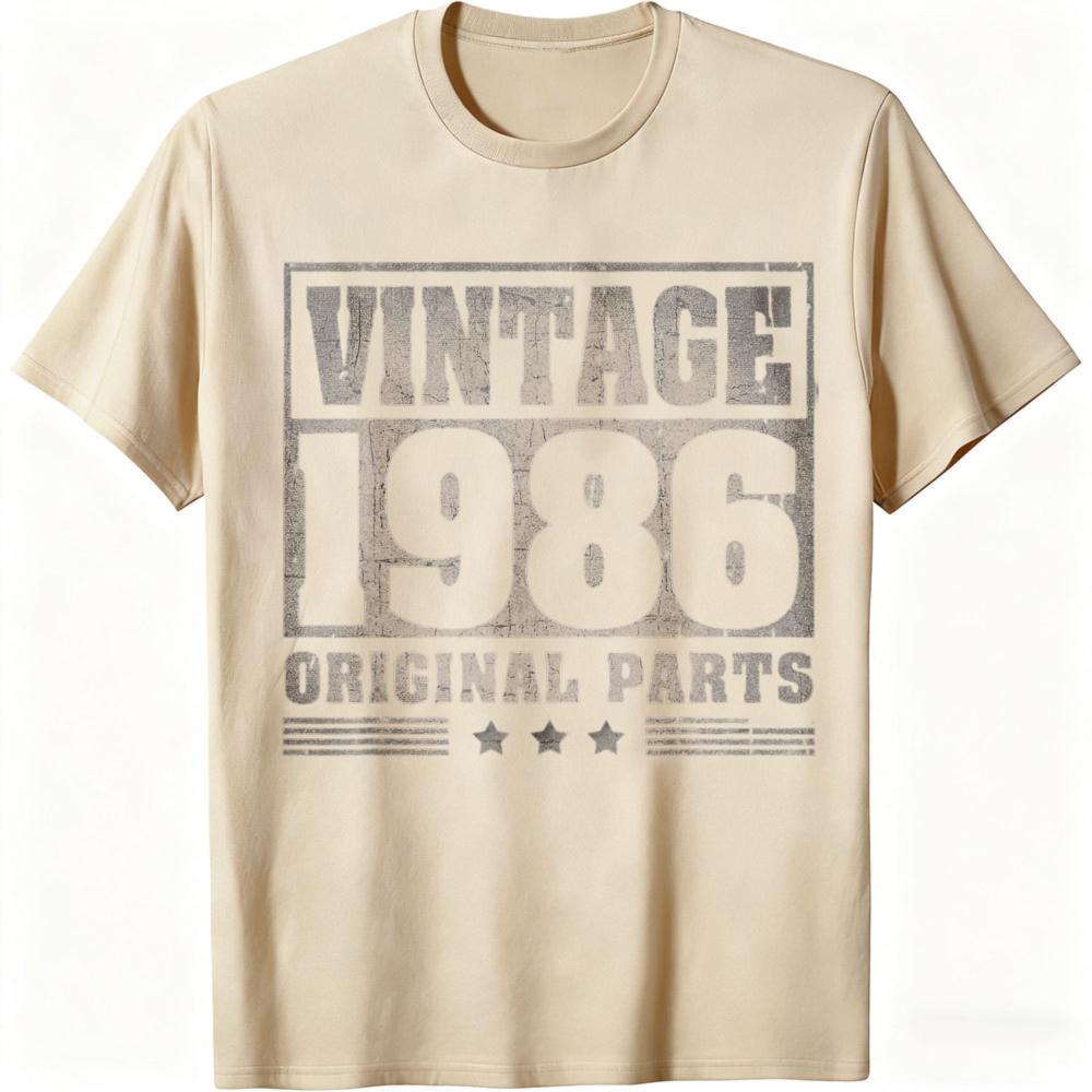Vintage 1986 Original Parts Summer Men TShirt Classic Retro Design Casual Wear For Birthday Gift Anniversary Present