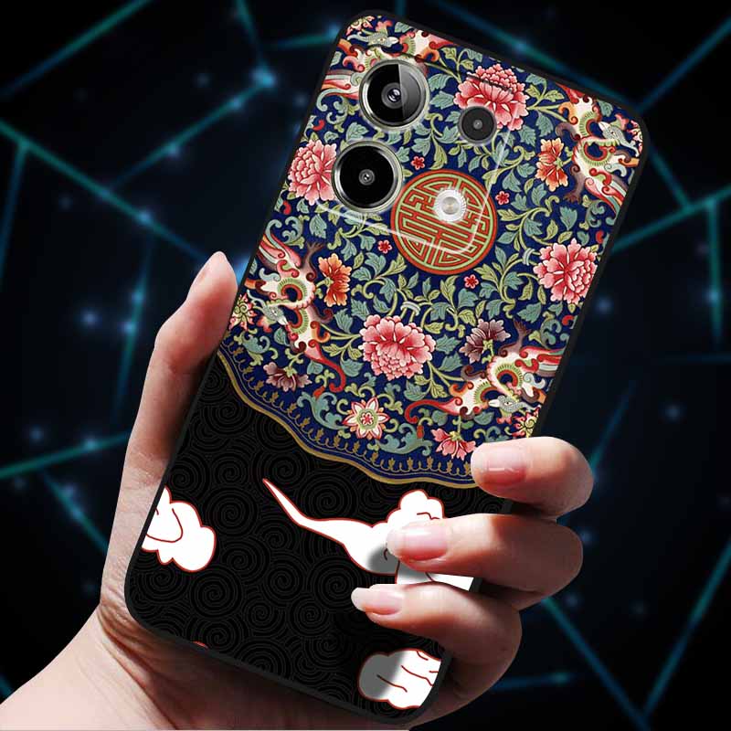 3D Цветочные тисненые чехлы для Redmi Note 13 Чехол Note13Pro 5G Мягкие силиконовые чехлы для телефона для Redmi Note 13 Pro Plus Задняя крышка Сумка