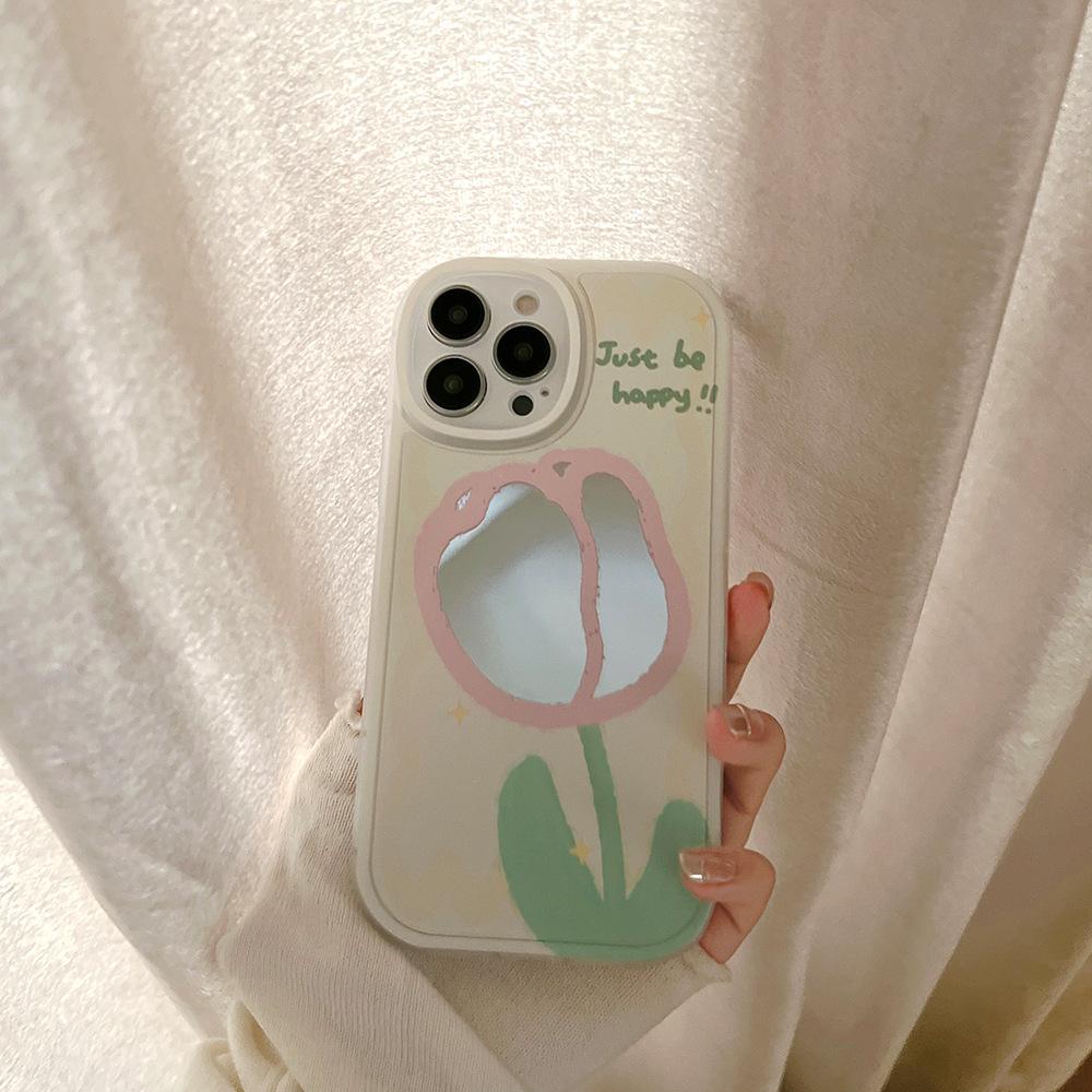 Creative Mirror Flowers 15pro Max Apple 12 Mobile Phone Case Iphone16 Makeup 14pro Set 8p Suitable