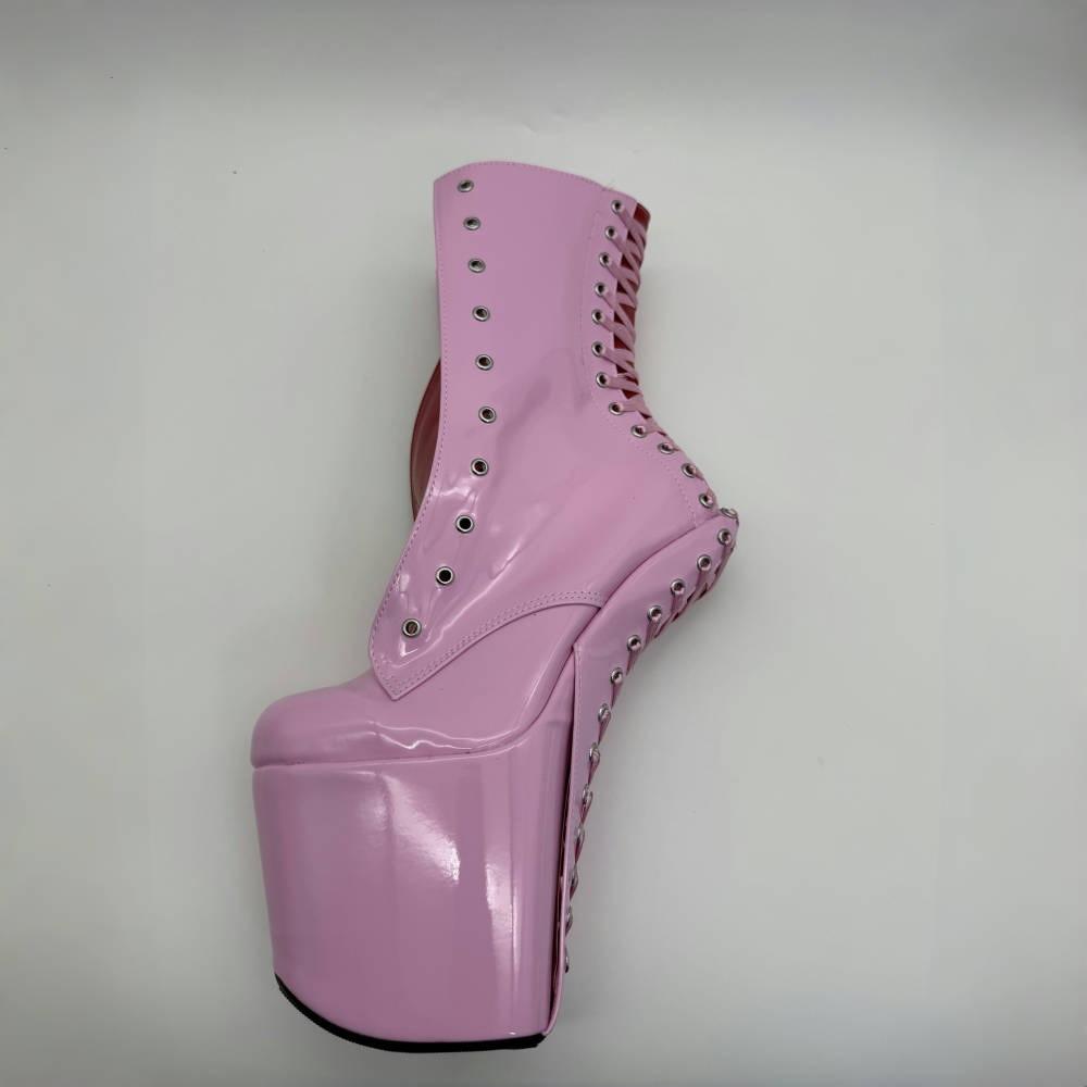 Модные ботильоны без каблука 20 см, женская фетиш-обувь для сцены, танцев на пилоне, мужские боты для косплея, платформа 9 см, розовый, черный, цвет по индивидуальному заказу
