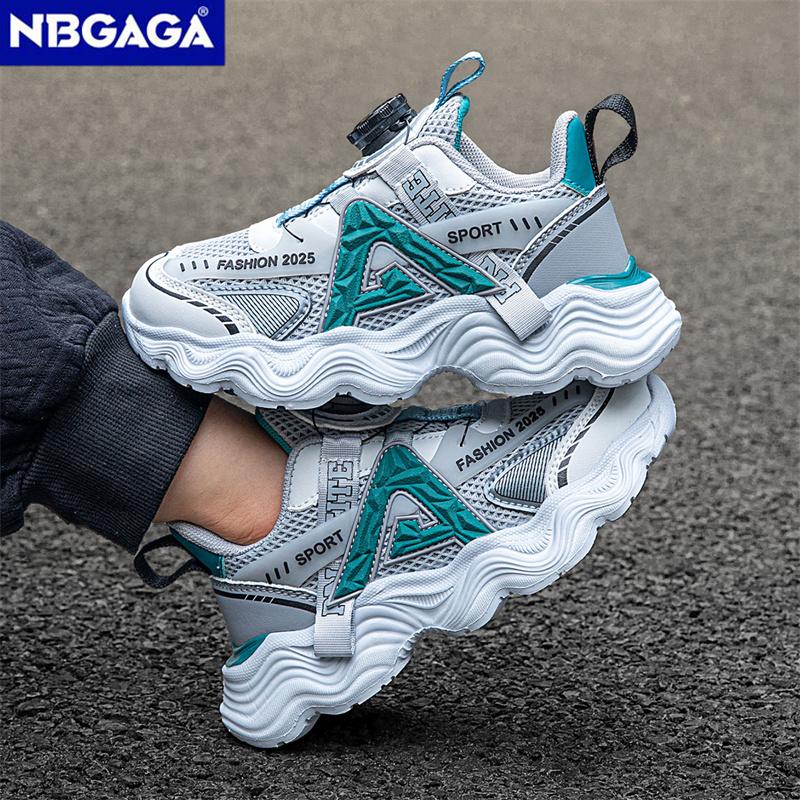 Детская мода с поворотной пряжкой, противоскользящие повседневные кроссовки, дышащая сетка, прогулочная обувь для мальчиков и девочек, спортивная обувь для тенниса на открытом воздухе