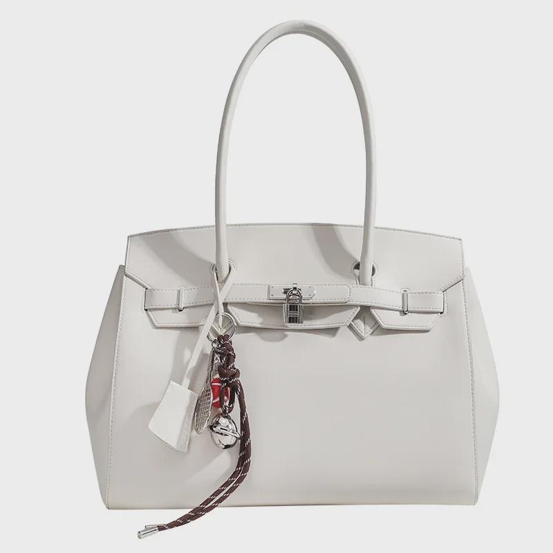 Сумка-тоут платинового цвета с большой вместимостью через плечо и через плечо, весна/лето 2025 г.