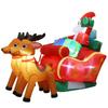 Надувные сани Санты и олени Рождественское украшение Надувной Санта на санях с 2 оленями для двора сада