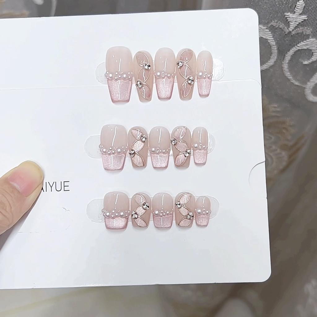 Pure Hand-made Phototherapy Wearable Nail Silky Streamer Finished Reusable Nail Patches