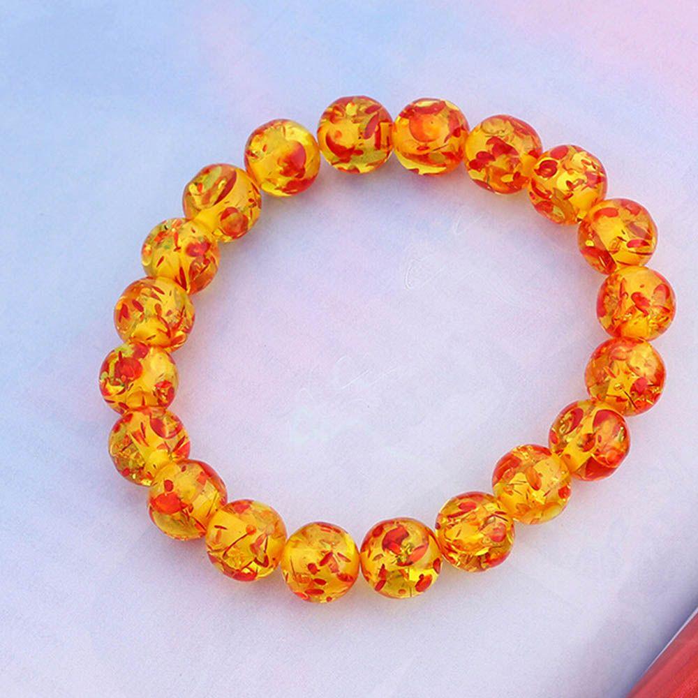 Women's Charm Fashion Amber Bangle Natural Stretch 8MM Elastic Bracelet Bead Round
