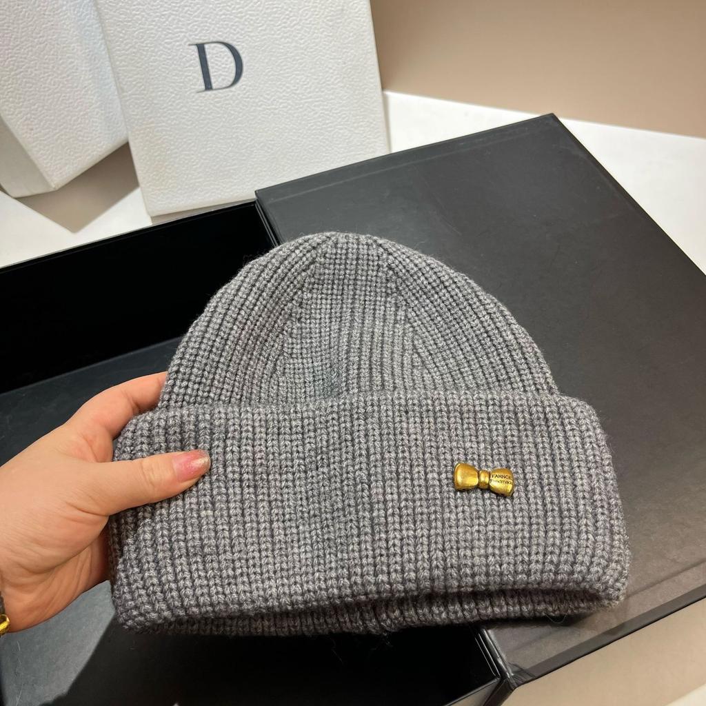 High Stretch Sheep Wool Soft Waxy Knitted Hat Women'S Original Sweet Bow Wool Hat Winter Cold Hat