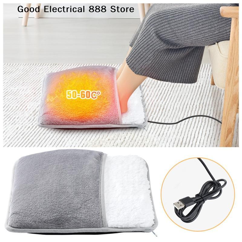 USB Зимняя электрическая грелка для ног, под столом, бытовая грелка для ног, мягкий плюшевый коврик с термостатом для ног, теплая подкладка