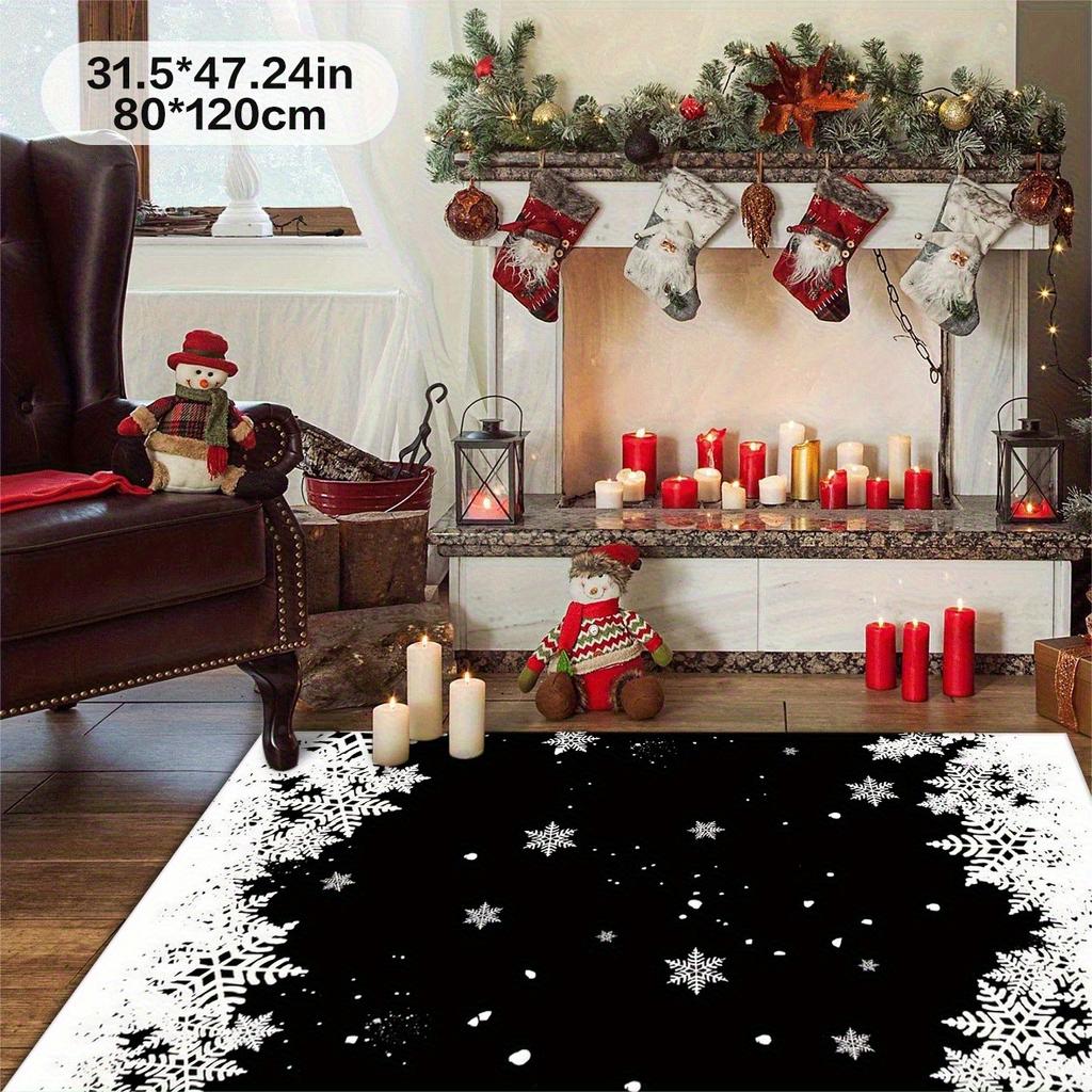 1 шт. Коврик для пола с узором снежинки Современный кухонный полиэстеровый ковер Противоскользящий красочный ковер для помещений, Для дома ванной спальни гостиной декора