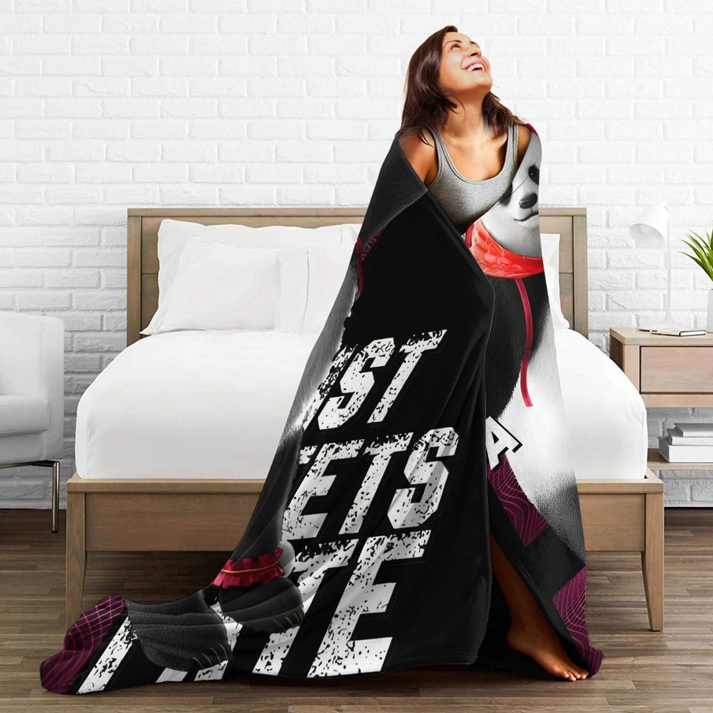Panda Tekken 8 Gaming Blanket Flannel Novelty Breathable Throw Blankets for Bedspread Autumn/Winter,