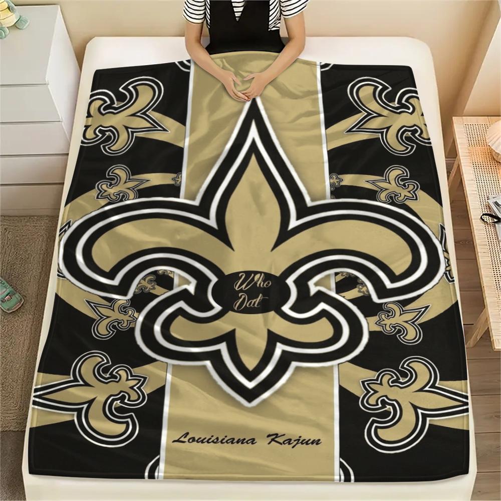 New Orleans Saints Print Flannel Blanket, High quality Comfortable for All Seasons, Home Decor, Warmth and Comfort, Perfect for Christmas Gifts