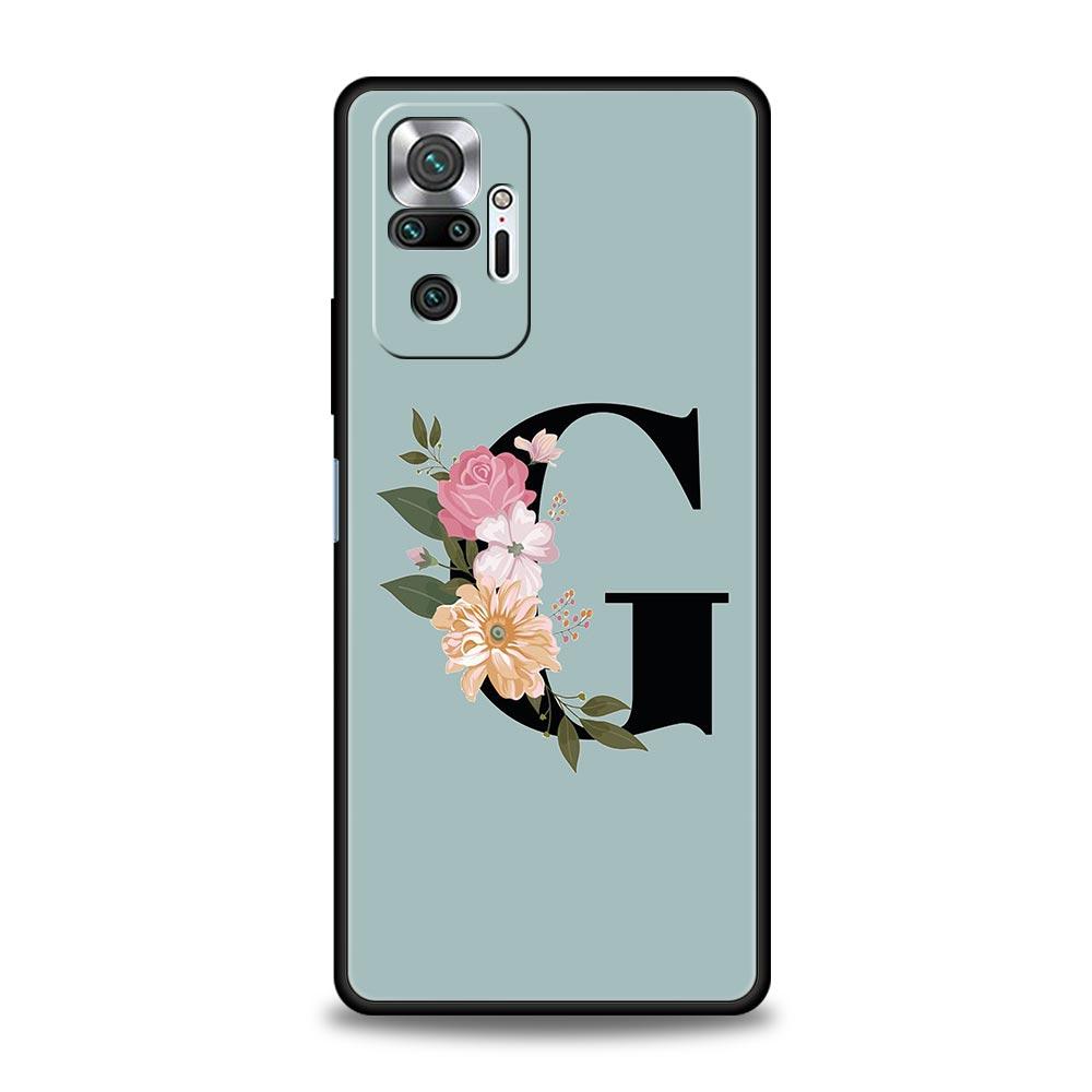 Чехол для телефона с цветочными буквами S для Xiaomi Redmi Note 13 12 5G 9S 9 8 10 11 Pro 4G 9T 13C 12C 10C 9C 9A 7 Pro, мягкий силиконовый чехол