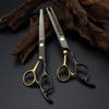 6.0 Inch Black Gold Hairdressing & Barber Scissors: Straight Shears and Thinning Shears