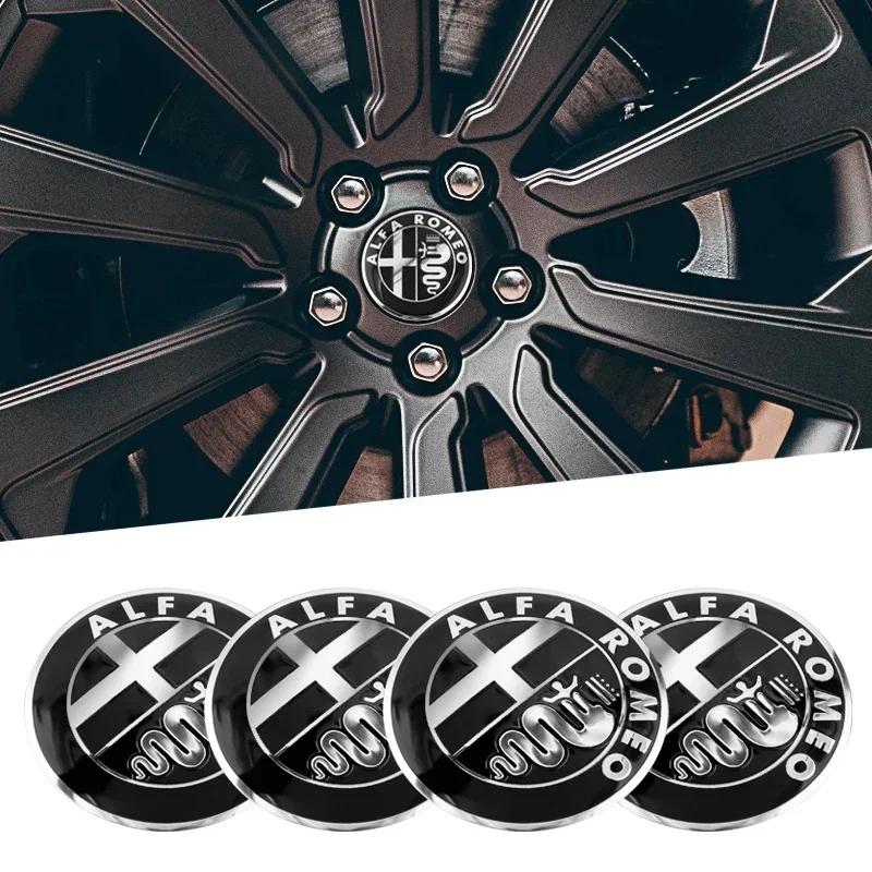 60mm/65mm Car Wheel Rim Tire Hubcap Sticker Decals for Alfa Romeo Giulia Giulietta 159 156 MITO Stelvio 147 Sportiva AccessoriesZQ5