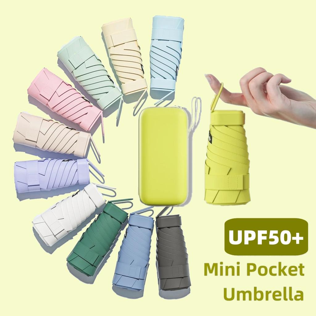 UPF50+ Mini Folding Umbrella Vinyl Small Sun Shade Umbrella Pocket Rain Travel Umbrella Ultraviolet Protection Capsule Parasol