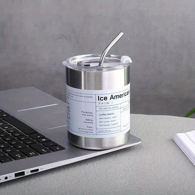 1Pc Vacuum Stainless Steel Kettle Double Layer Mug With Straw Coffee Mug Ice Urchin Coffee Mug