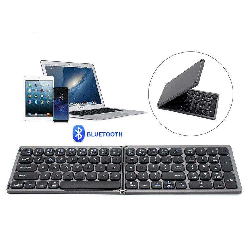 Foldable Bluetooth Keyboard with Numeric Keypad Rechargeable Folding Keyboard for IOS Windows Android Phone Tablet Laptop