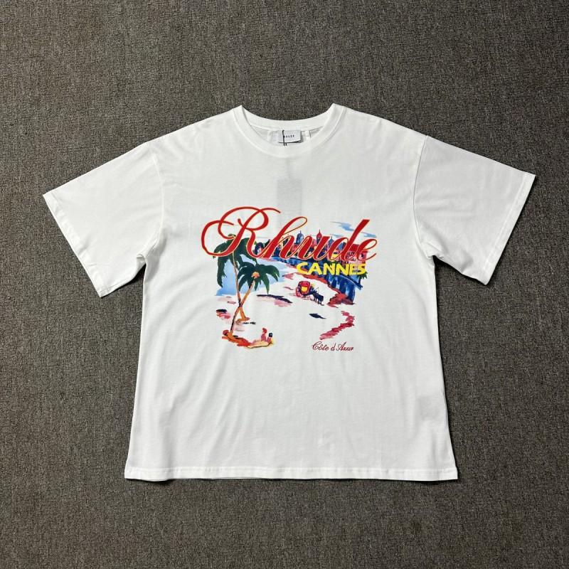 Vintage High Street RHUDE Print Loose Fit Short Sleeve T-Shirt Young Men