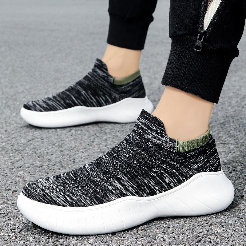 Fashion Minimalist Knit Men's Casual Sneakers Cushioned Insole Gym Walking Stylish Outdoor Comfortable Unisex Jogging Male Sports Shoes
