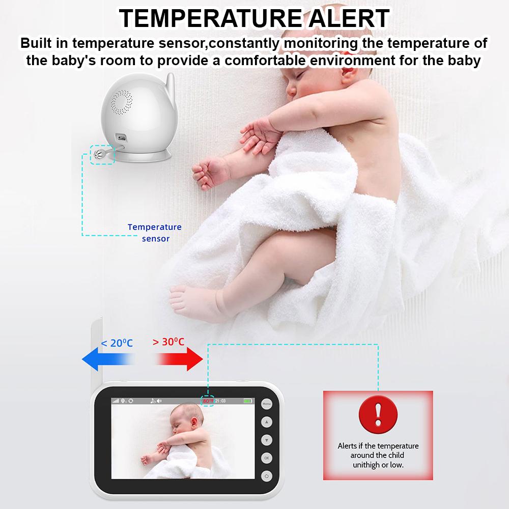 Монитор FHSS 2,4 ГГц с камерой 720P 4,3-дюймовый ЖК-экран Видеокамера 2-сторонняя аудиосвязь с плачем и движением