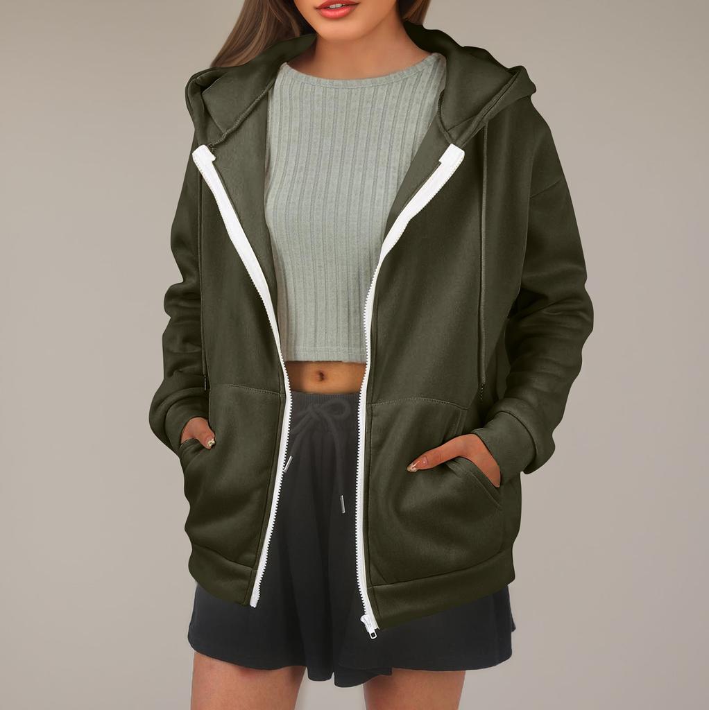 Женская толстовка с капюшоном, однотонная, с длинными рукавами, свободная спортивная куртка с капюшоном